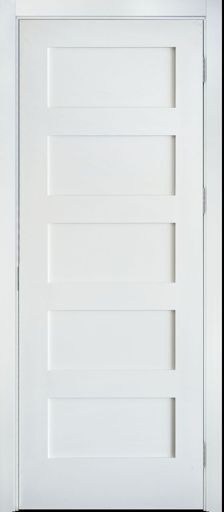 Primed White 5 Panel Solid Core Shaker Mission Style Interior Door In 1012