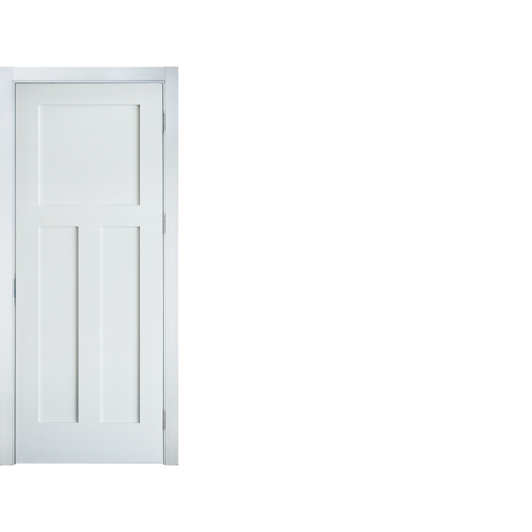 Primed White Interior 3 Panel Craftsman Shaker Style Interior Door In 1015