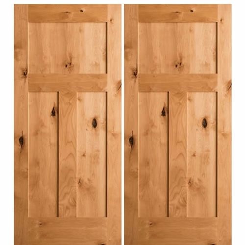 Knotty Alder 3 Panel Craftsman Style Interior Door In 1010