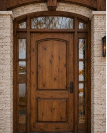 TRADITIONAL WOOD KNOTTY ALDER ENTRY DOOR 36"x 96" WITH MATCHING SIDELITES EX-1332